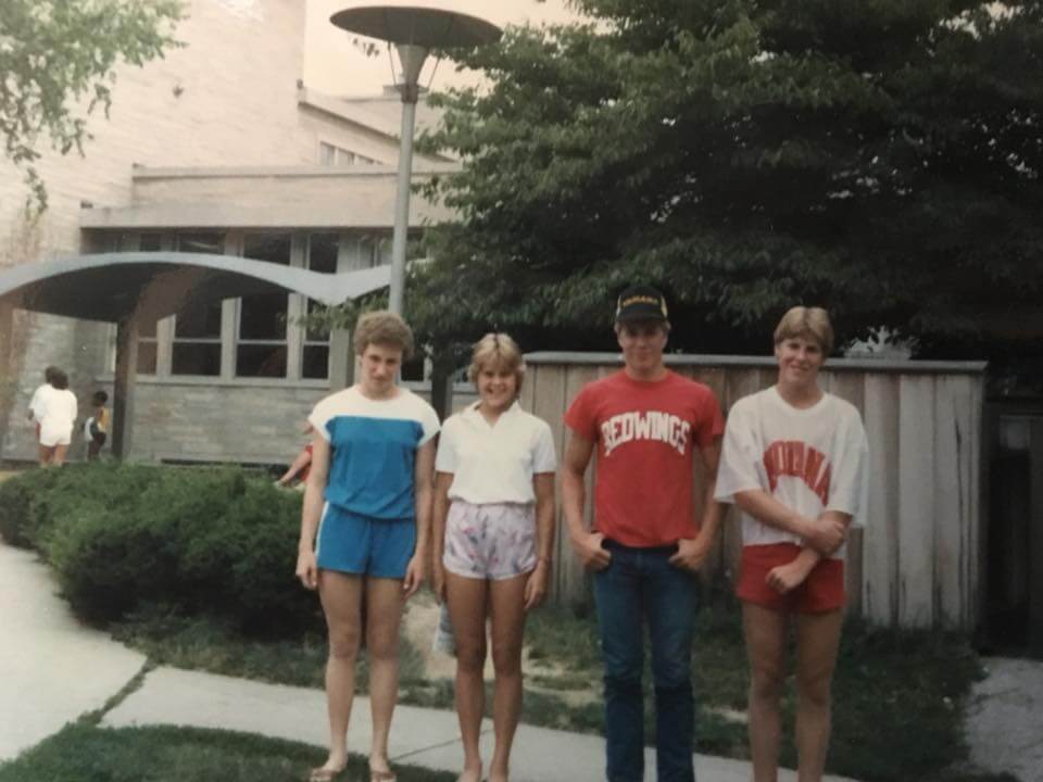 Kim Bauer, Erinn Masarik, Kevin Bauer & Tom Newhall went to swim camp at Indiana University together. Summer of 1985